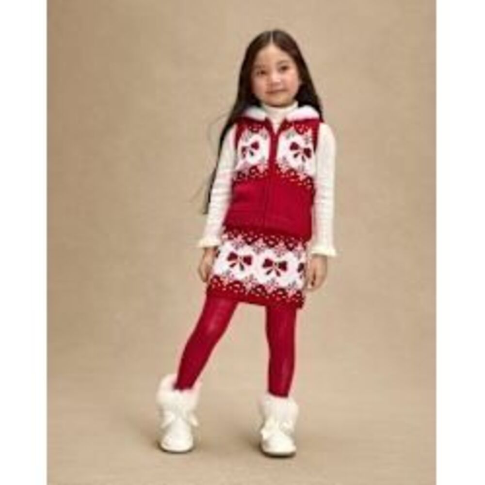 Girls Bow Fairisle Sweater Skirt - Royal Christmas